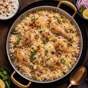 White Karahi Chicken Biryani